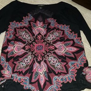 Lucky brand long sleeve tee w mauve design L